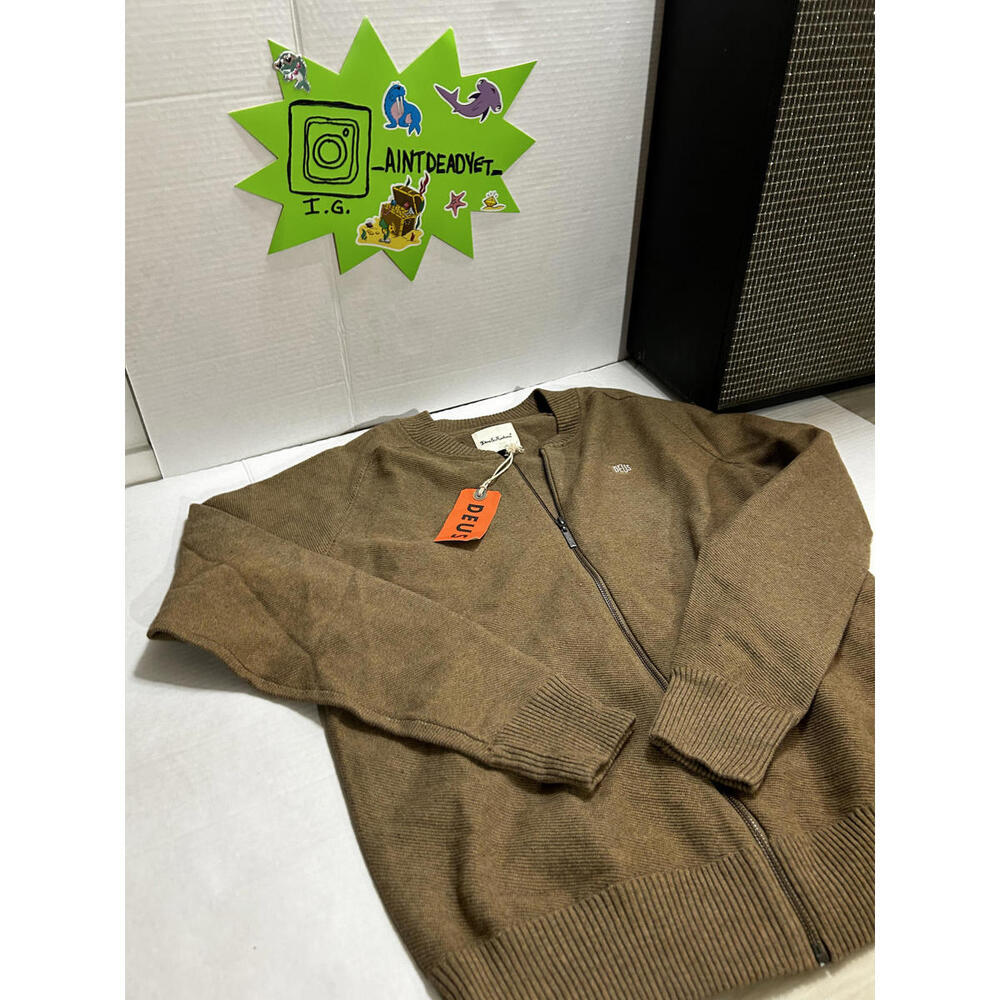 Deus Ex Machina Full Zip Knit Sweater | Size M |Brown | NWT
